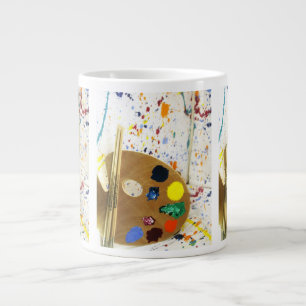Caneca De Café Grande Artistas Pintam Splatter e Paleta de Pintura