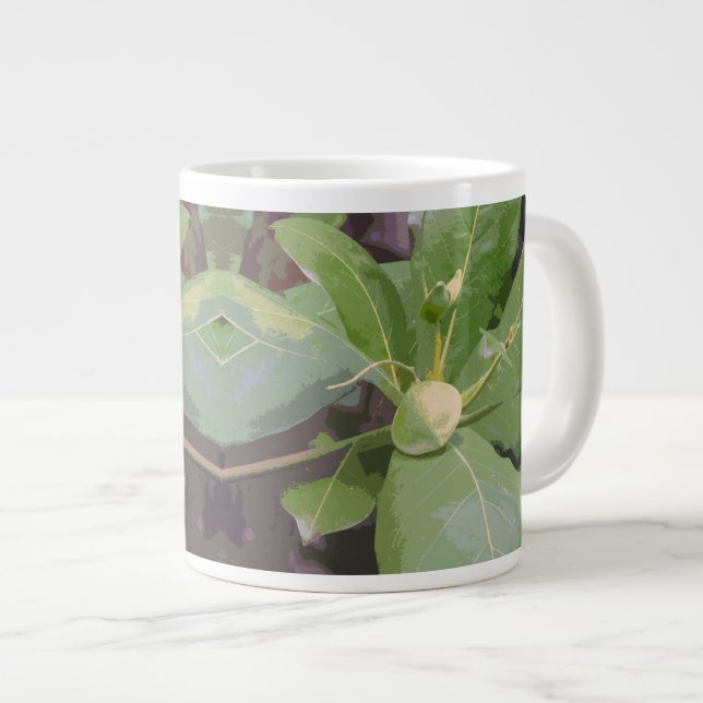 Caneca De Café Grande Árvore de Amêndoas Closeup (Frente Esquerda)