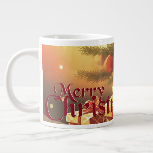 Caneca De Café Grande Árvore de Natal com Presentes Dourados