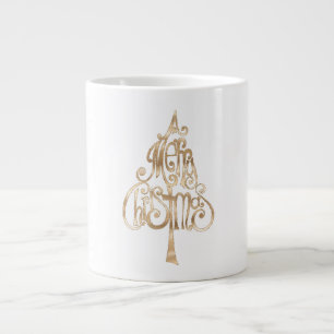 Caneca De Café Grande Árvore de Natal Dourada