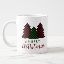 Caneca De Café Grande Árvore de Natal Feliz da Xadrez de Natal