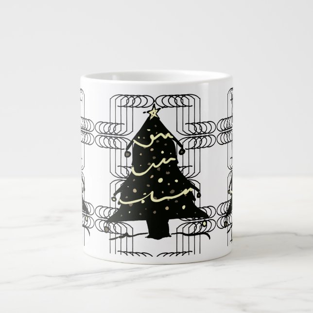 Caneca De Café Grande Árvore de Natal Moderna Chic Novela Incomum (Frente)
