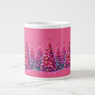 Caneca De Café Grande Árvore de Natal rosa Trendência Pré-Papoila Estéti