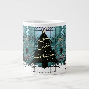 Caneca De Café Grande Árvore de Natal Única Design de Feriado Moderno
