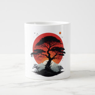 Caneca De Café Grande Árvore do Pôr do Sol Africano