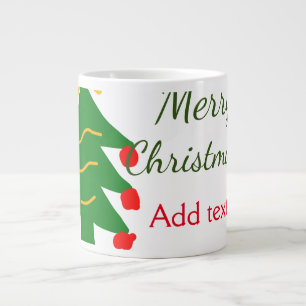 Caneca De Café Grande Árvore verde de natal vermelho feliz Natal adicion
