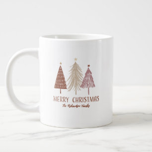 Caneca De Café Grande Árvores de Natal Alegres Festa Elegante Personaliz