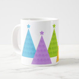 Caneca De Café Grande Árvores de Natal Coloridas
