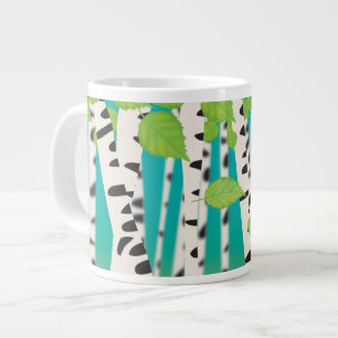 Caneca De Café Grande Árvores de passarinho de madeira folheada