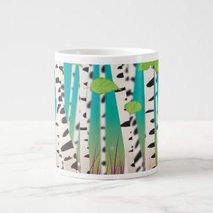 Caneca De Café Grande Árvores de passarinho de madeira folheada