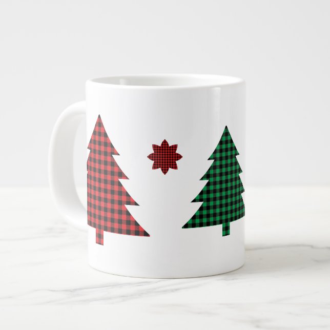 Caneca De Café Grande Árvores de Xadrez de Búfalo (Frente Esquerda)