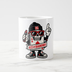 Caneca De Café Grande Ás de mascote de rua de ouros — High-Roller Editio