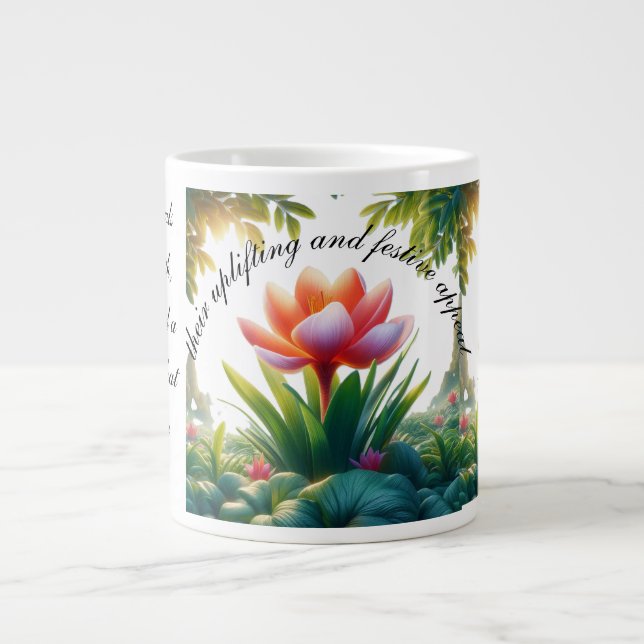 Caneca De Café Grande As flores de Saffron exaltam calor, vibração. (Frente)