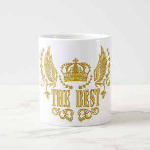 Caneca De Café Grande Asas Douradas Coroam Os Melhores