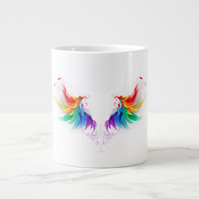 Caneca De Café Grande Asas Fluffy Rainbow (Frente)