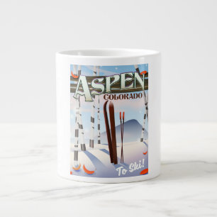 Caneca De Café Grande Aspen Colorado vintage style poster.