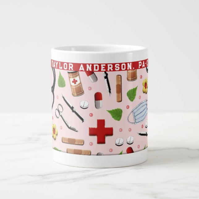 Caneca De Café Grande Assistente de Médico Personalizado (Frente)