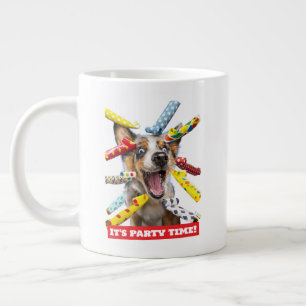 Caneca De Café Grande Assopradores de Festa de Cachorro Feliz