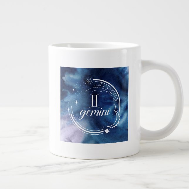 Caneca De Café Grande Astrologia por Aquarela - Gemini (Direita)