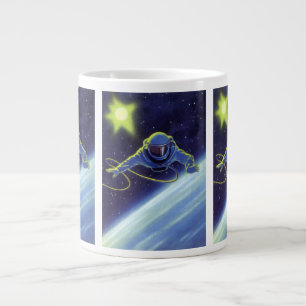 Caneca De Café Grande Astronauta de Ficção Científica Vintage em Passo E