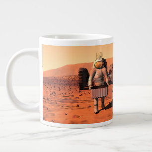 Caneca De Café Grande Astronautas Montando Equipamento Meteorológico Em