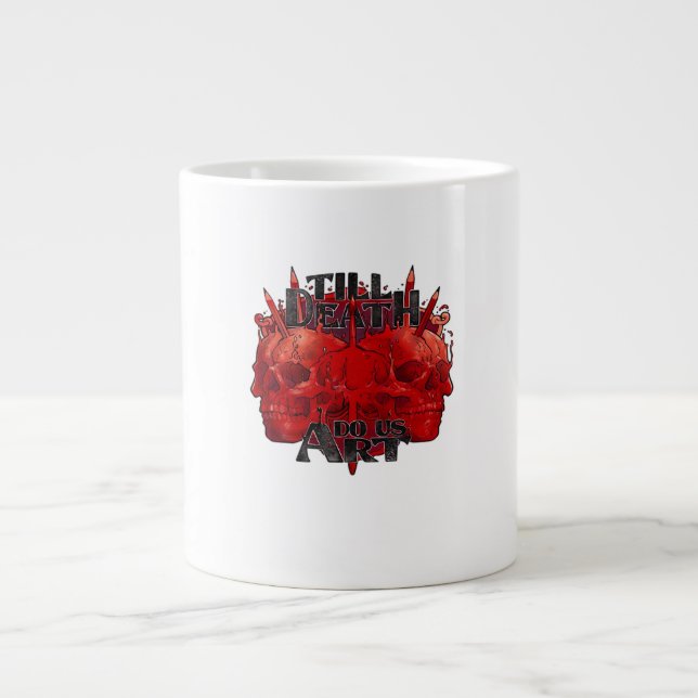 Caneca De Café Grande Até a morte nos faz arte em branco clássico (Frente)