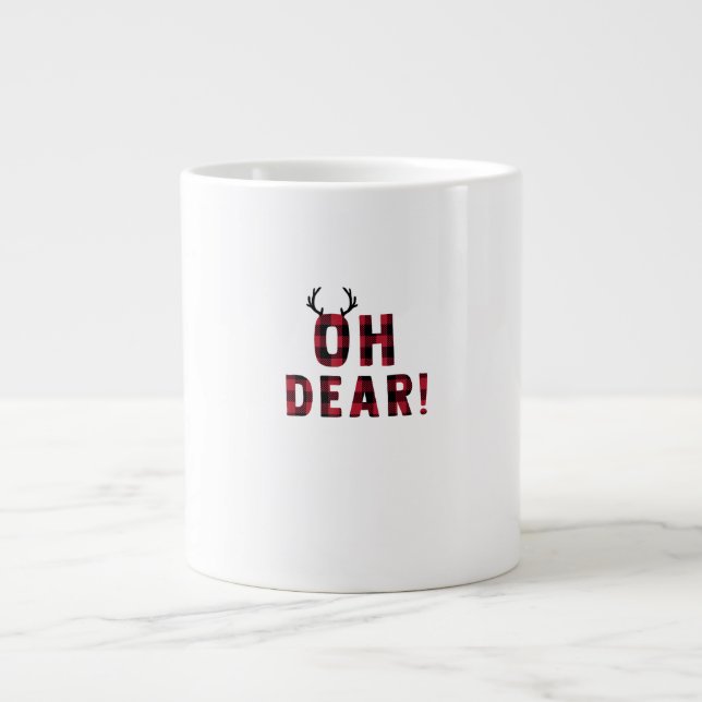 Caneca De Café Grande Atitude Divertida Oh Querido Cervo Xadrez Design C (Frente)