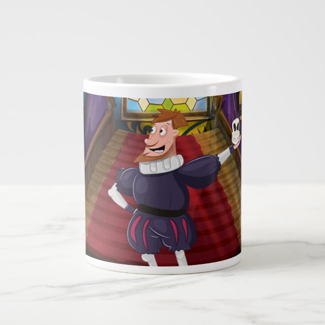 Caneca De Café Grande Ator de desenho animado de Shakespeare. (Frente)