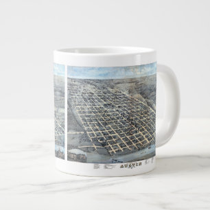 Caneca De Café Grande Austin, Texas Antique Aerial City Map de 1873