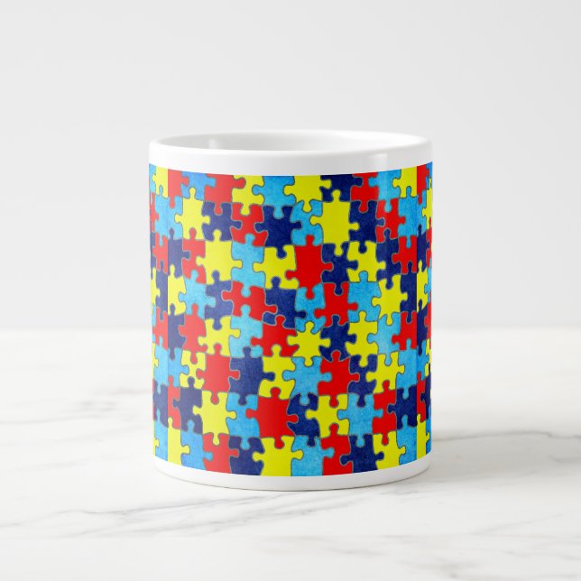 Caneca De Café Grande Autismo Awareness Quebra-cabeça por Shirley Taylor (Frente)