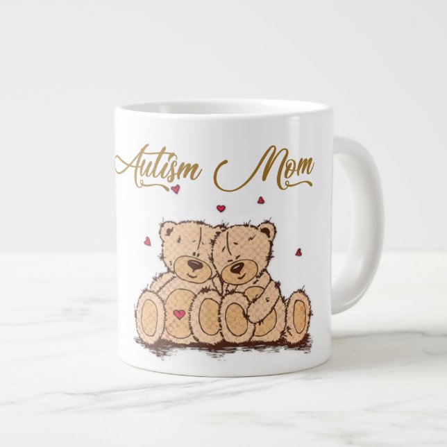Caneca De Café Grande Autismo Mãe - Jumbo Mug (Frente Esquerda)