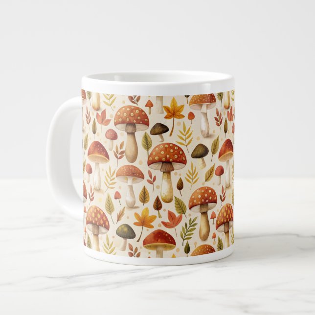 Caneca De Café Grande Autumn Mushrooms (Frente Esquerda)