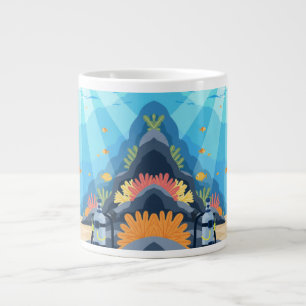 Caneca De Café Grande Aventura Colorida de Mergulho Subaquático em Café 