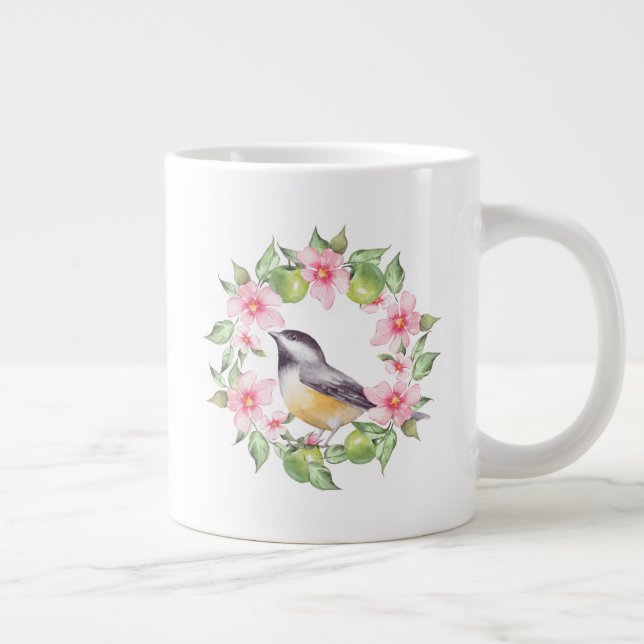 Caneca De Café Grande Aves e flores 2 (Direita)