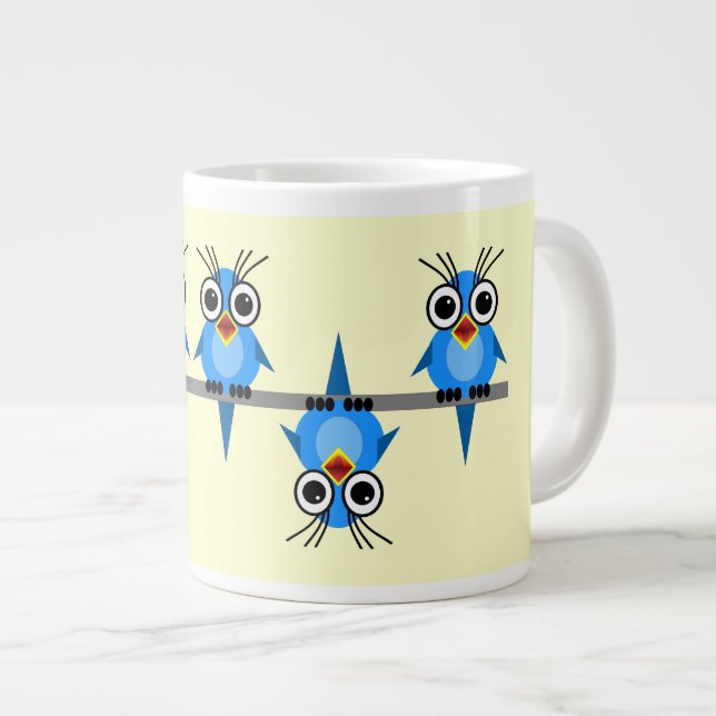 Caneca De Café Grande aves em fio (Frente Esquerda)