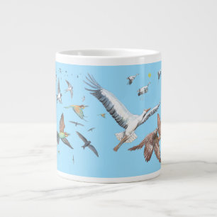 Caneca De Café Grande Aves migratórias que rastreiam os seus voos Ilustr