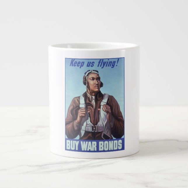 Caneca De Café Grande Aviadores negros: Serviço Militar de Combate WW2 d (Frente)