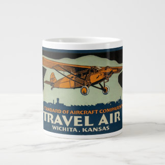 Caneca De Café Grande Avião Vintage Travel Air, Wichita a Capital Aérea