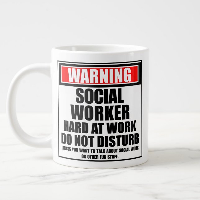 Caneca De Café Grande Avisar O Duro Do Trabalhador Social No Trabalho Nã (Esquerda)