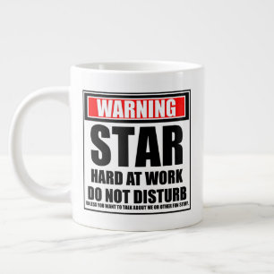 Caneca De Café Grande Aviso Ao Duro De Estrelas No Trabalho Não Incomod