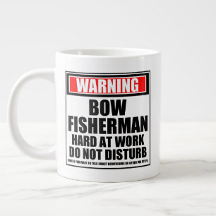 Caneca De Café Grande Aviso Ao Duro De Pescador Arco No Trabalho Não In