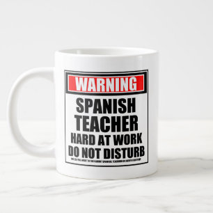 Caneca De Café Grande Aviso Ao Duro De Professores Espanhóis No Trabalho