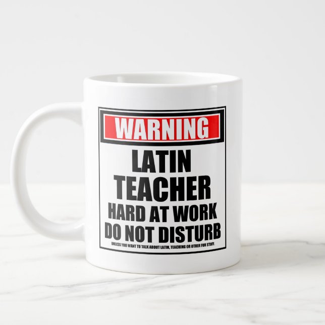 Caneca De Café Grande Aviso Ao Duro De Professores Latinos No Trabalho N (Esquerda)