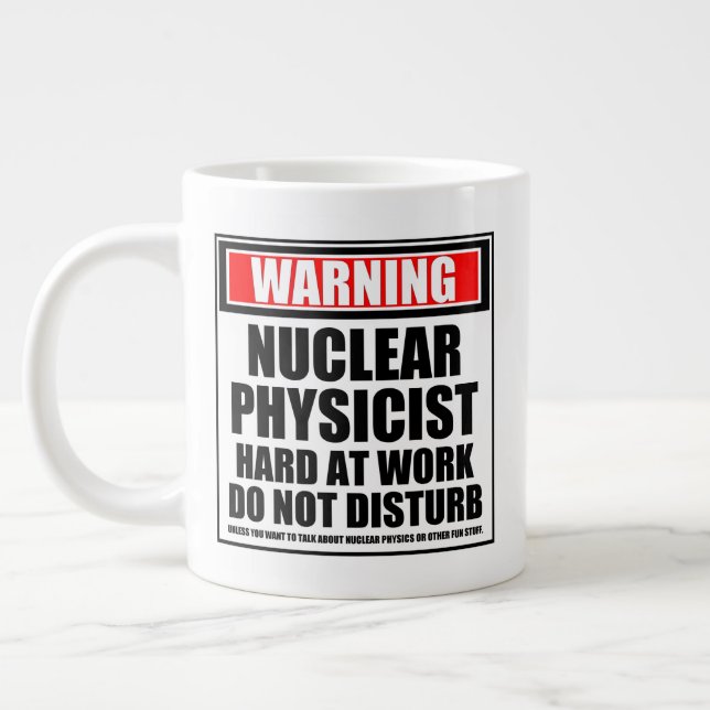 Caneca De Café Grande Aviso ao Duro Físico Nuclear no Trabalho (Esquerda)