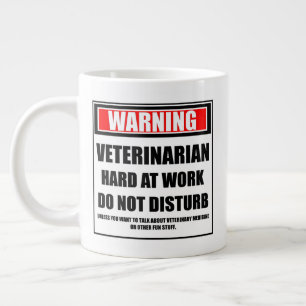 Caneca De Café Grande Aviso Ao Duro Veterinário No Trabalho Não Incomoda