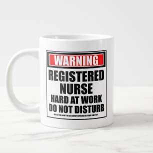 Caneca De Café Grande Aviso de Duro de Enfermeiro Registrado no Trabalho