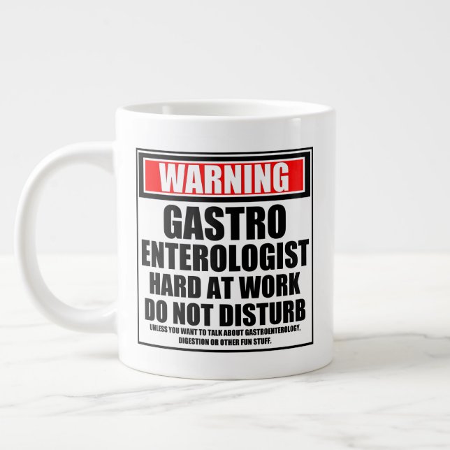 Caneca De Café Grande Aviso Duro Gastroenterologista No Trabalho (Esquerda)
