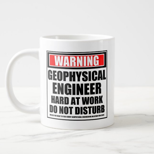 Caneca De Café Grande Aviso Engenheiro Geofísico Trabalhando Duro (Esquerda)