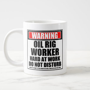 Caneca De Café Grande Aviso: O Duro De Trabalhador Do Oil Rig No Trabalh