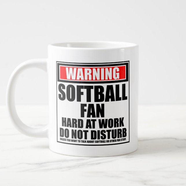 Caneca De Café Grande Aviso O Duro Do Ventilador De Softball No Trabalho (Esquerda)